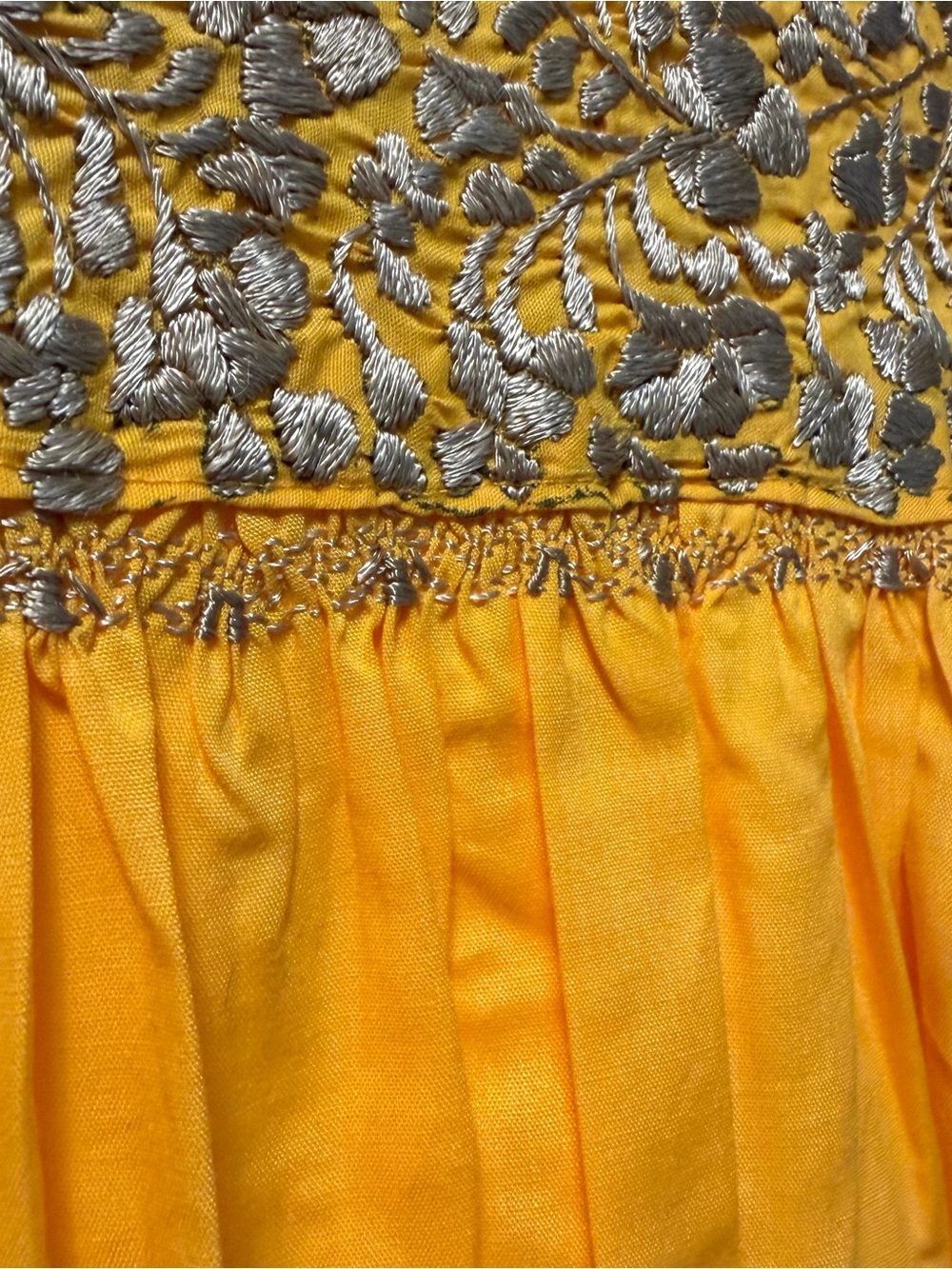 Authentic San Antonino Hand Embroidered Silk Traditional Mexican Maxi Dress - Picture 7 of 13